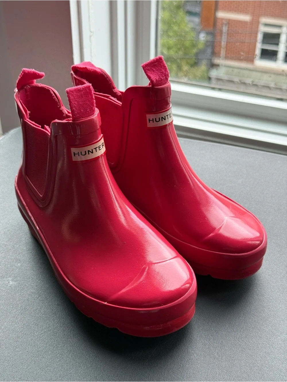 Hunter Kids Glossy Red Chelsea Rain Boots